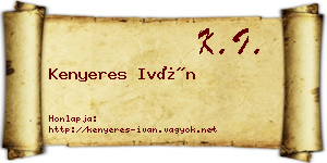 Kenyeres Iván névjegykártya