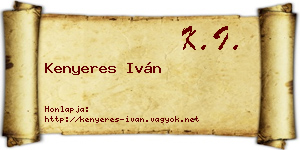 Kenyeres Iván névjegykártya